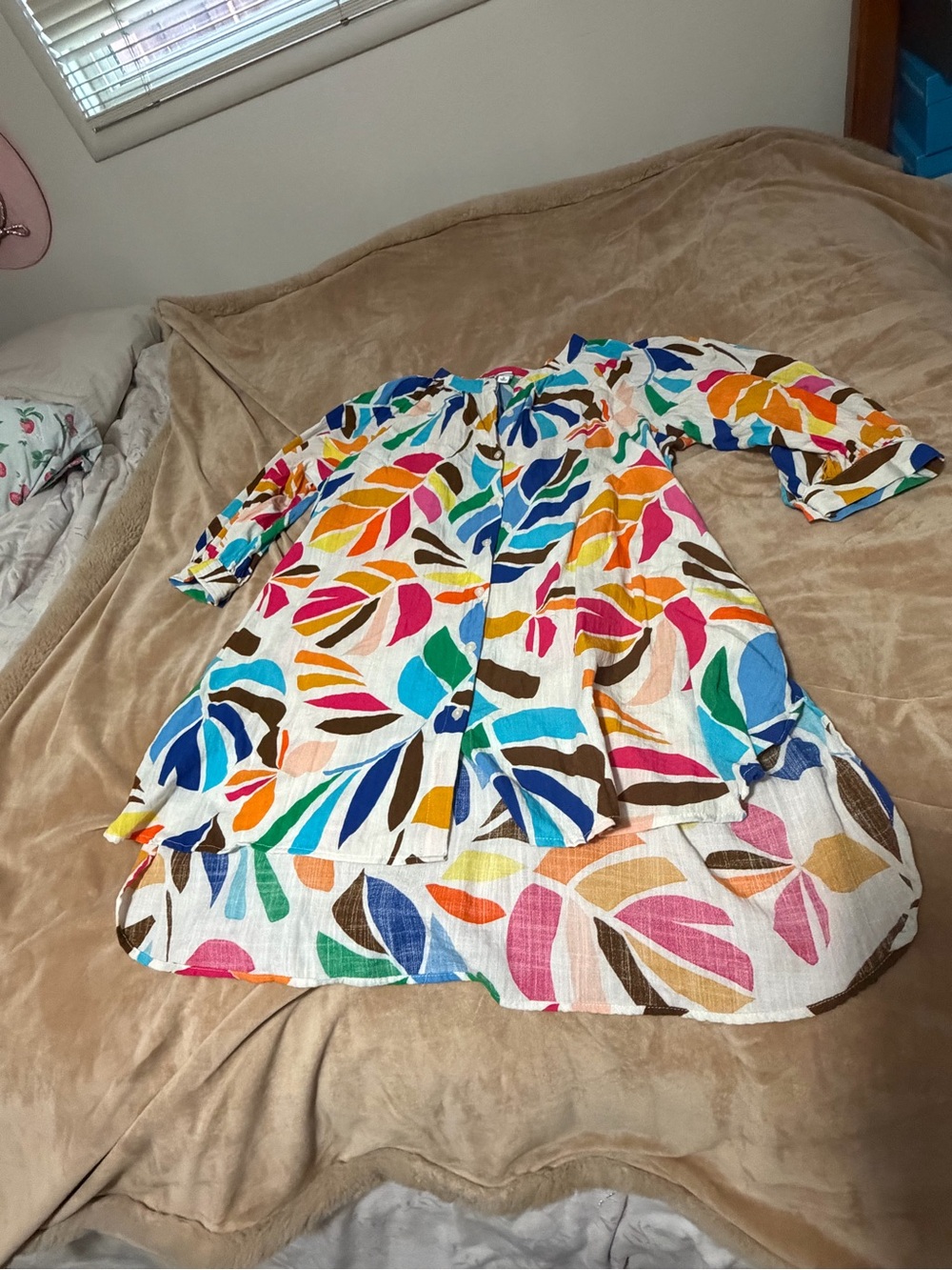 Tabitha Brown x  Target Botanical Print Puff Sleeve Mini Dress or Tunic XL - Picture 2 of 5